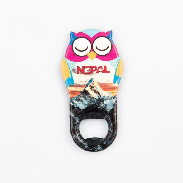 Nepal Temalı Baykuş Magnet Kapak Açacak ürün görseli