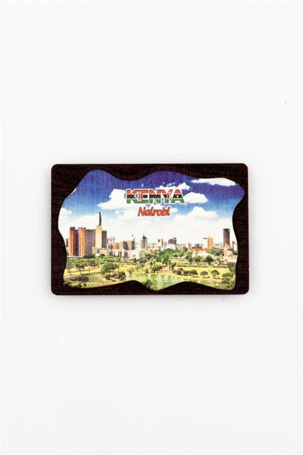 Kenya Temalı Deri Magnet Ahşap Tabaka - Resim 2