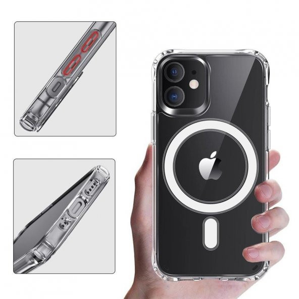 İphone 12 Pro Max Dayanıklı Manyetik Şeffaf Kılıf (MagSafe Uyumlu) - 2