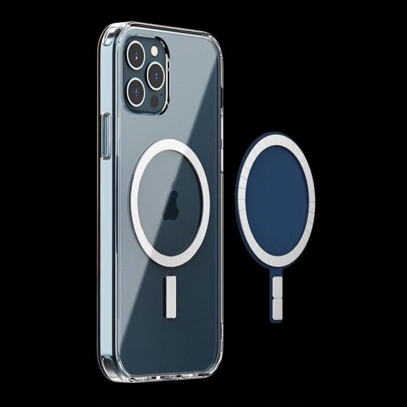 İphone 12 Pro Max Dayanıklı Manyetik Şeffaf Kılıf (MagSafe Uyumlu) - 5