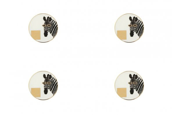 Porland Wild Life Zebra Bardak Altlığı 10cm 4lü 04ALM006624