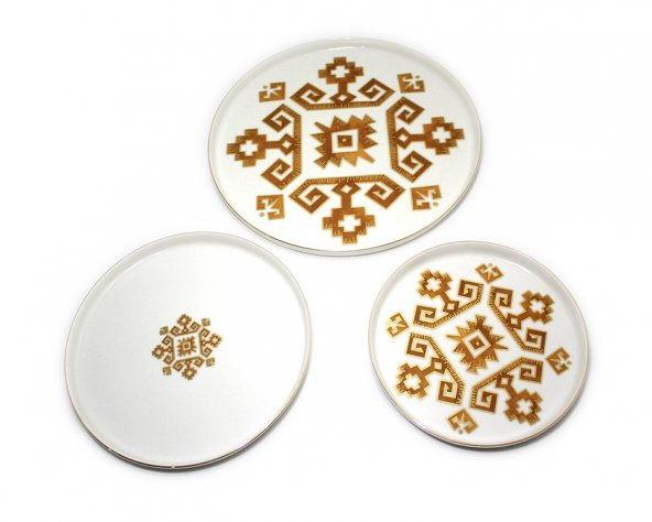 Porland Arabesque Turuncu Desen Servis Sunum Seti