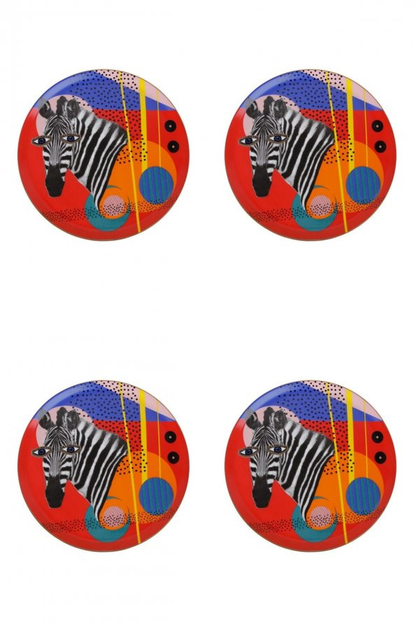 Porland Wild Life Zebra Düz Tabak 28cm 4lü