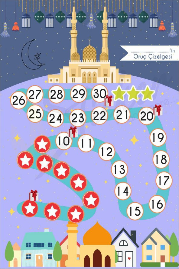 Çocuklar İçin Oruç Çizelgesi - Ramazan Ayı Oruç Çizelgesi - Oruç Takibi - 2