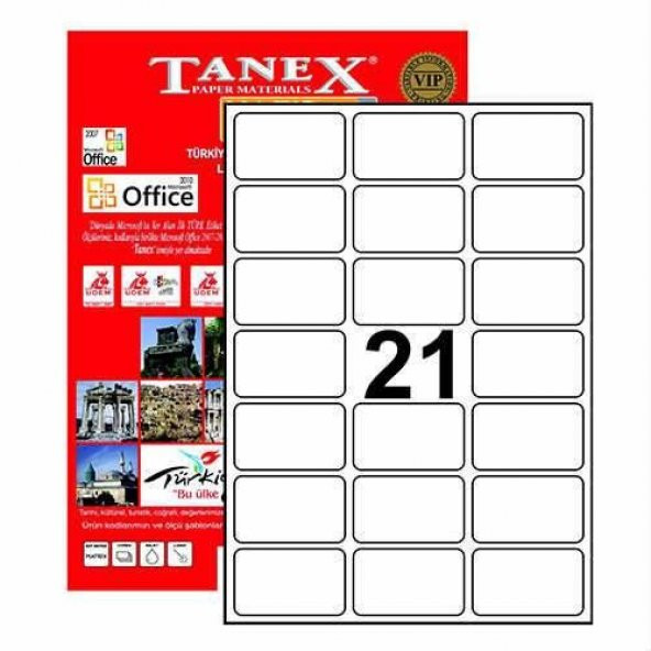 Tanex TW-2021 Etiket 63,50 x 38,1mm