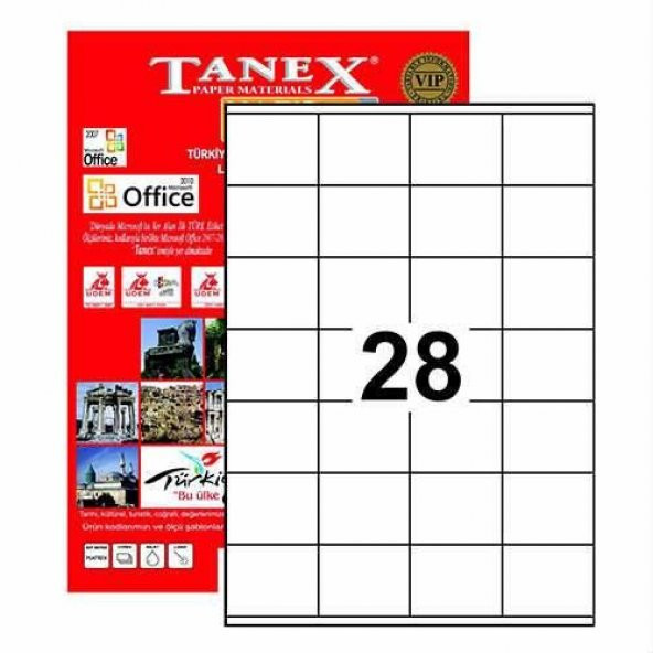 Tanex TW-2028 - 52,50x41 mm Laser Etiket 100 Adet