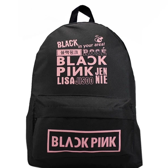 Siyah Blackpink Baskılı Sırt Okul Çantası