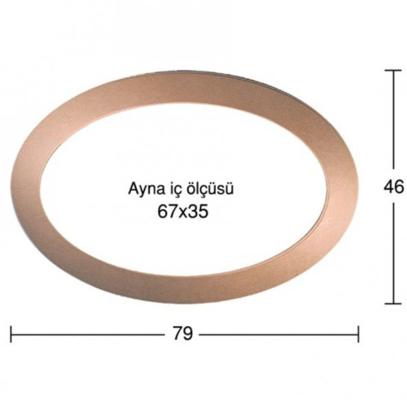 AY136 Küçük Oval Ayna, Boyasız Ham Ahşap Çerçeve