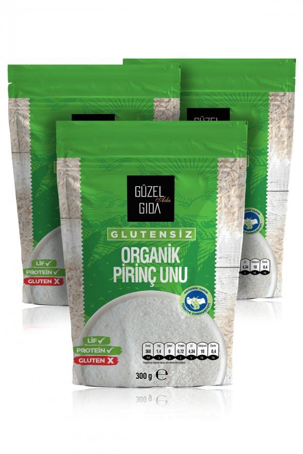 Glutensiz Organik Pirinç Unu 300 Gr X 3