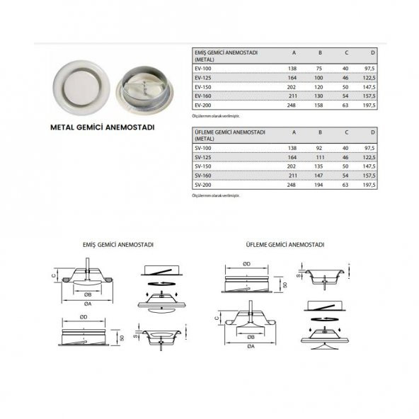 AFS 100 mm Metal Gemici Anemostadı Emiş Üfleme Sızdırmaz Contalı Kolay Montaj AGMair Agm Havalandırma - 2