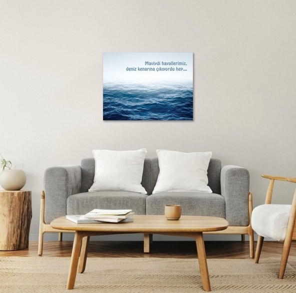Kitap Şeyleri Maviydi Hayallerimiz, Deniz Kenarına Çıkıyordu Hep Mdf Tablo 30x40
