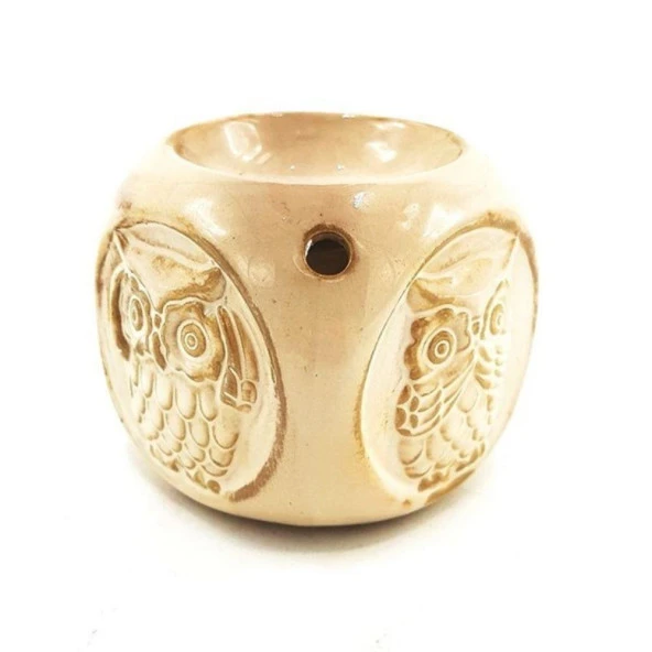 Buhurdanlık Dört Köşeli Baykuş Görünümlü Bej