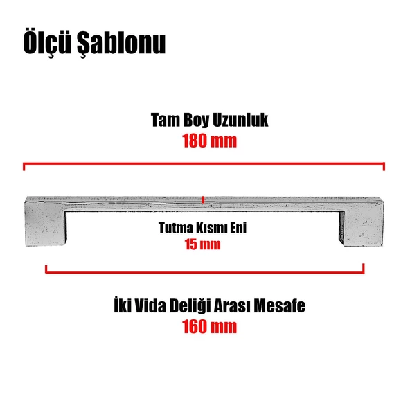 Cemre Çekmece Mutfak Dolap Kapak Kulpu Kulbu 160 mm Metal Kulp - 11