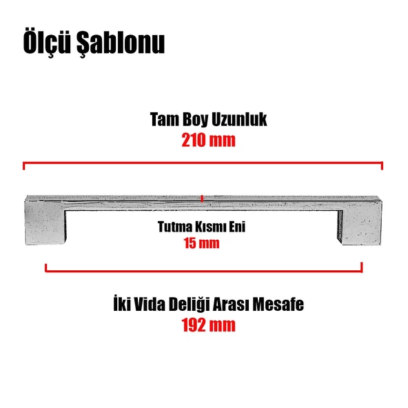 Cemre Çekmece Mutfak Dolap Kapak Kulpu Kulbu 192 mm Metal Kulp - 11