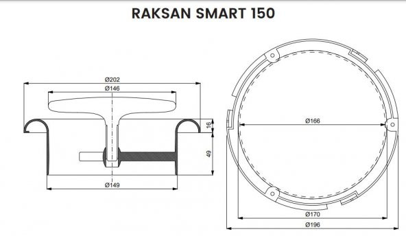 AFS 150 Smart Pvc Gemici Anemostad Raksan 202 x Q 149 mm ABS Plastik AGMair Agm Havalandırma - 4