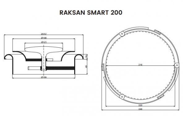 AFS 200 Smart Pvc Gemici Anemostad Raksan 252 x Q 199 mm ABS Plastik AGMair Agm Havalandırma - 3