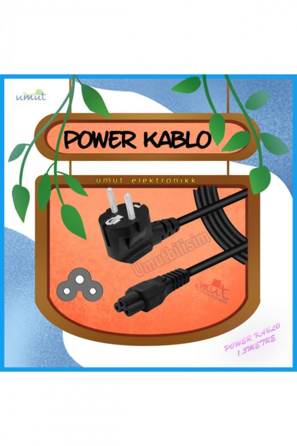 Engpars Notebook Adaptör Şarj Kablosu - Asus Hp Dell Lenovo Dizüstü Bilgisayar Monitörü Yonca Power Kablosu - 1