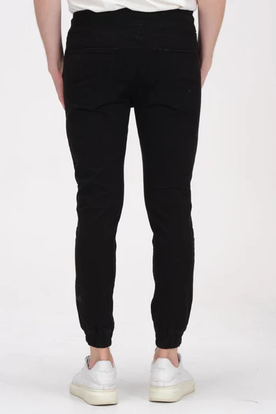 Erkek Slim Fit Paçası ve Beli Lastikli Pamuklu Jogger Pantolon - 8