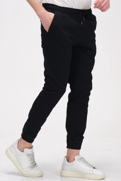 Erkek Slim Fit Paçası ve Beli Lastikli Pamuklu Jogger Pantolon - 10