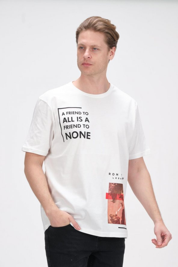 Oversize Baskılı Erkek Tshırt - 6