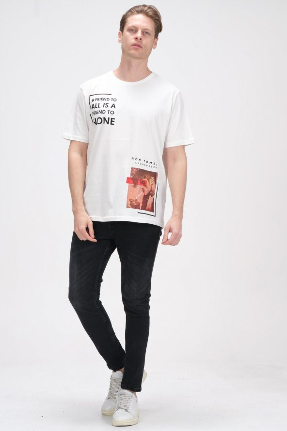 Oversize Baskılı Erkek Tshırt - 11