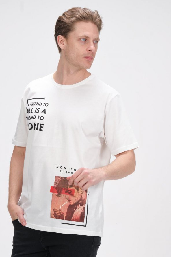 Oversize Baskılı Erkek Tshırt - 12