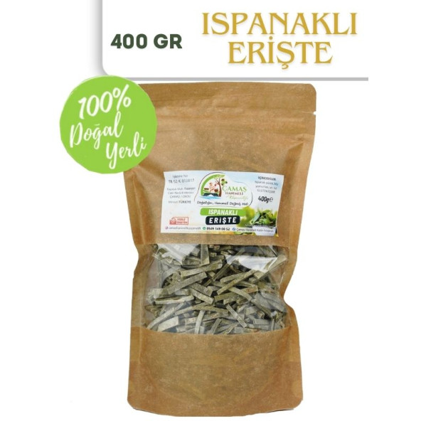 Ispanaklı Erişte 400 gr (Doğal-Katkısız)