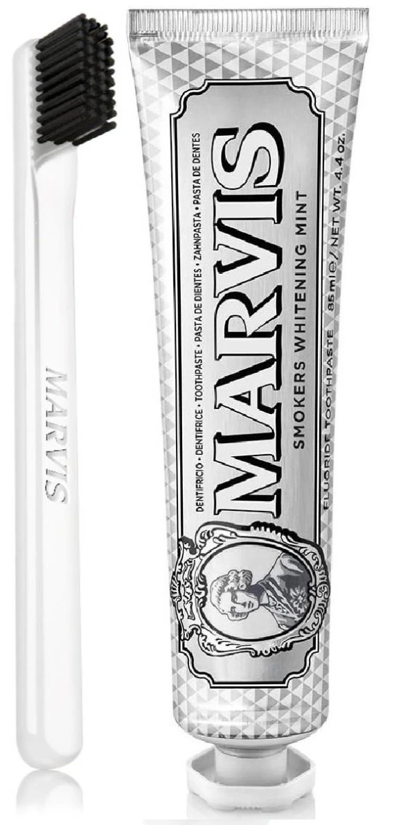 Marvis Smokers Mint Beyazlatıcı Diş Macunu 85 ml ve Marvis White Soft Diş Fırçası