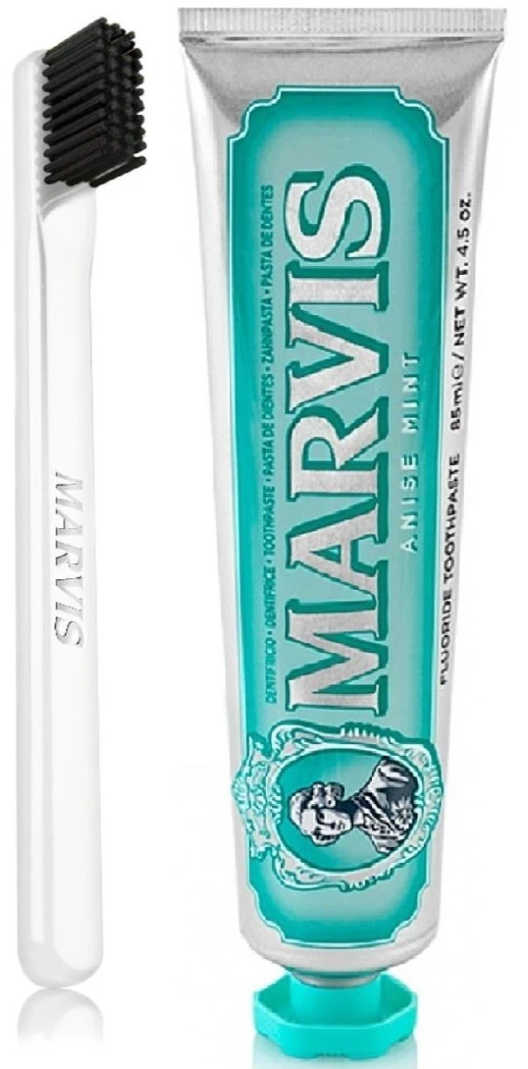 Marvis Anise Mint Beyazlatıcı Diş Macunu 85 ml ve Marvis White Soft Diş Fırçası