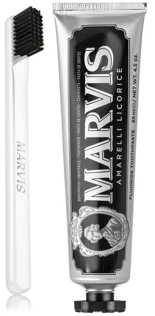 Marvis Amarelli Mint Beyazlatıcı Diş Macunu 85 ml ve Marvis White Soft Diş Fırçası