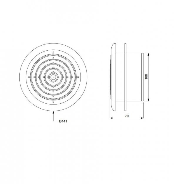 AFS 100 141 x Q 100 mm Sinek Telli Yuvarlak Anemostad Raksan Duvar Tavan Ezgzoz Basma Uygun AGMair Agm Havalandırma - 2