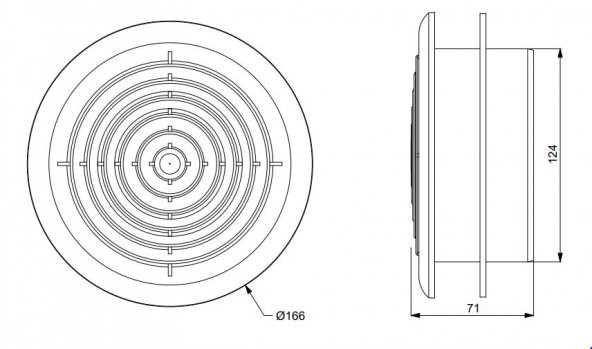 AFS 125 166 x Q 124 mm Sinek Telli Yuvarlak Anemostad Raksan Duvar Tavan Ezgzoz Basma Uygun AGMair Agm Havalandırma - 4