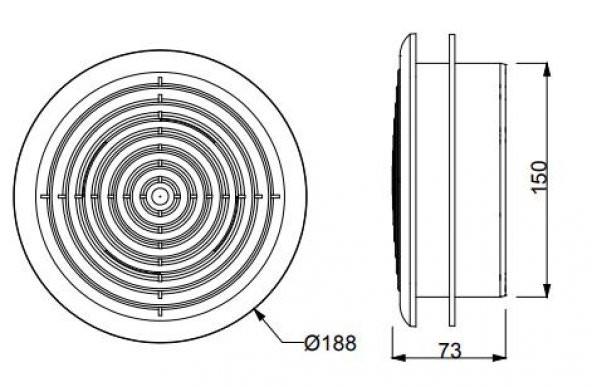 Afs 150 188 X Q 150 Mm Sinek Telli Yuvarlak Anemostad Raksan Duvar Tavan Ezgzoz Basma Uygun Agmair Agm Havalandırma - 4
