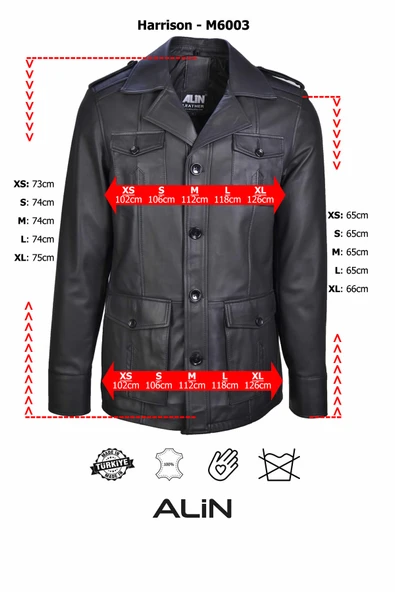 Harrison Siyah Safari Hakiki Deri Ceket Erkek - 3