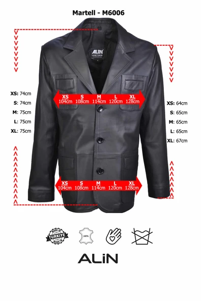 Martell Siyah Fit Blazer Hakiki Deri Ceket Erkek - 3