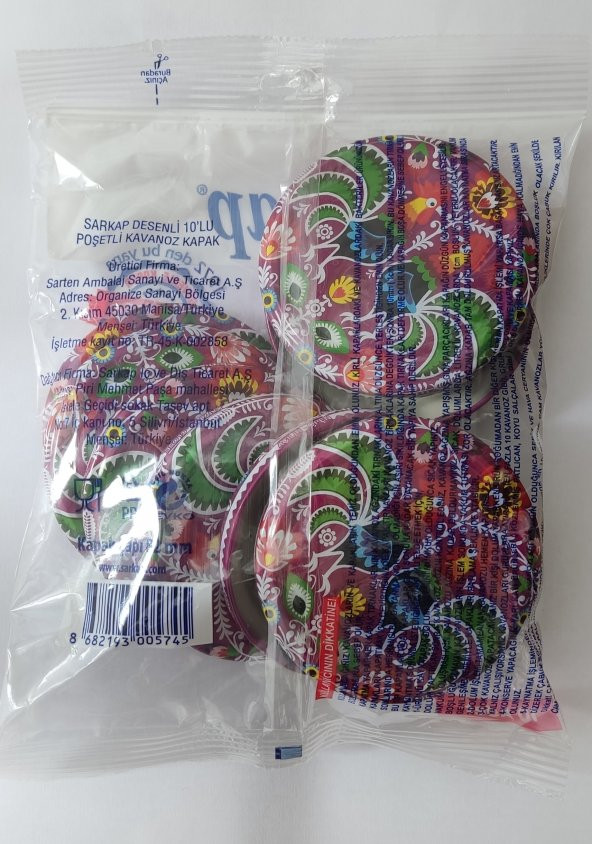 Herkese Teknoloji BAKIŞAN DESENLİ SARKAP 10 LU HİJYENİK PAKETLİ STANDART KAVANOZ KAPAĞI - 2
