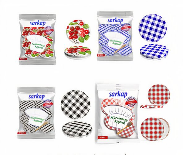 Sarkap 3 Paket 10lu Hijyenik Poşetli Kavanoz Kapağı Seti 82 mm KARIŞIK GÖNDERİM - 3