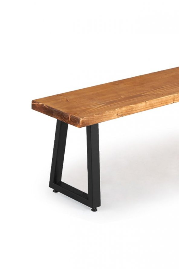 180x32 Doğal Ahşap Ladin Kütük Ağaç Bench Bank Eğik U Ayak - 2