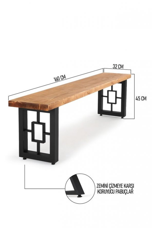 160x32 Doğal Ahşap Kütük Ağaç Bench Bank Özel Dikdörtgen Ayak - 4