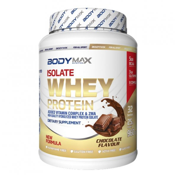 Bodymax Isolate Whey Protein Tozu 960gr Çikolata Aromalı + Shaker