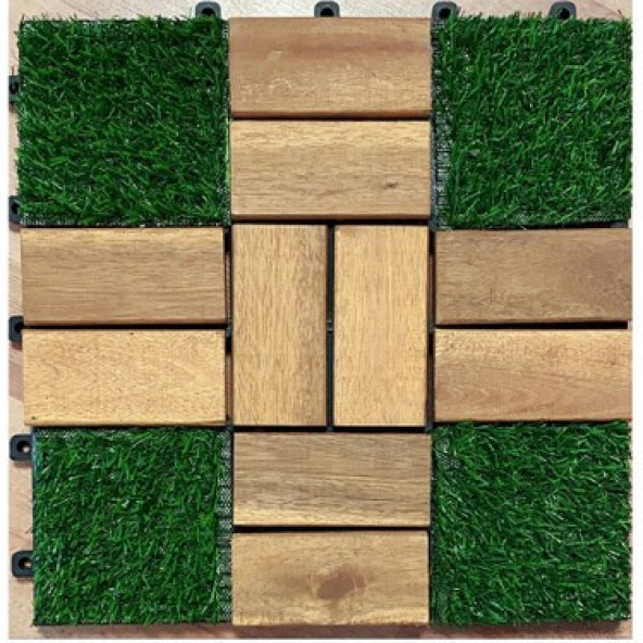 Ahşap-Çim Karo 30x30 cm Yer Döşeme Karosu Balkon Yer Döşemesi Bahçe Düzenleme Bahçe Yolu - 1