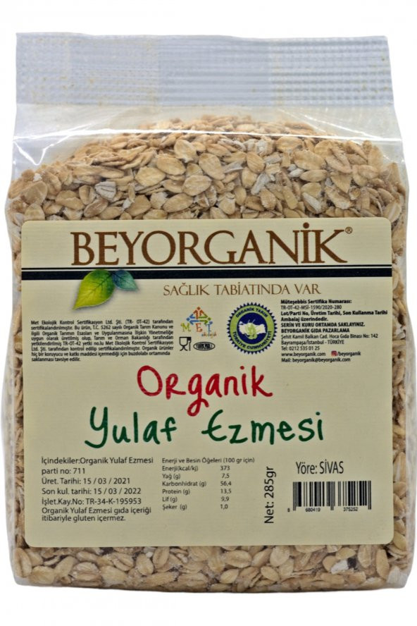 Beyorganik Organik Yulaf Ezmesi 285gr