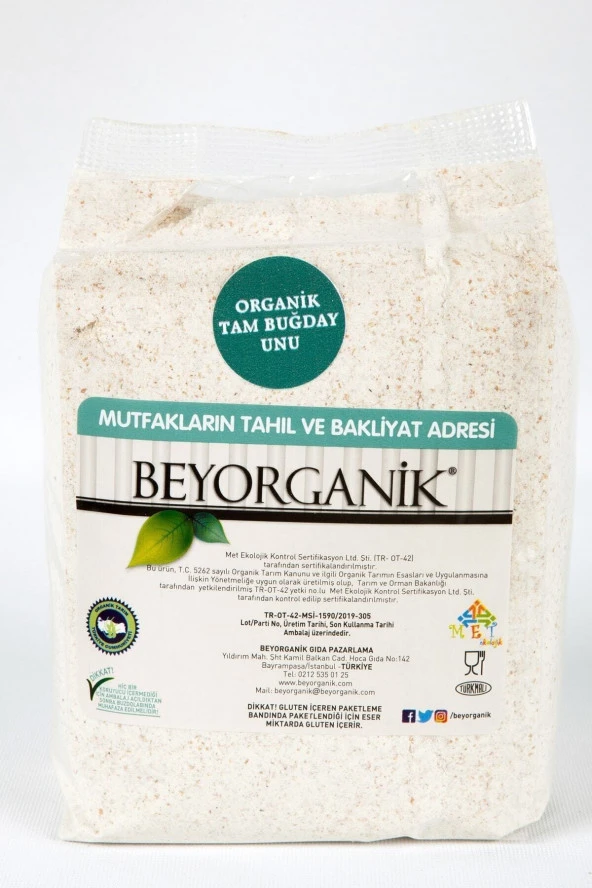 BEYORGANİK Organik Tam Buğday Unu 1kg