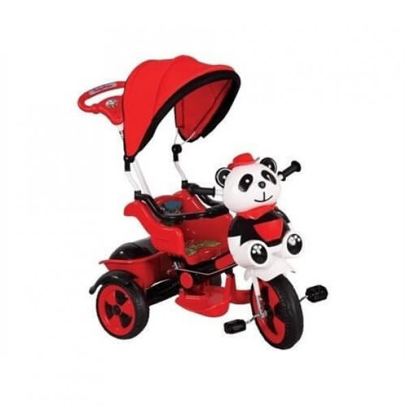 Babyhope 127 Little Panda Tenteli Üç Teker Bisiklet-Kırmızı Siyah