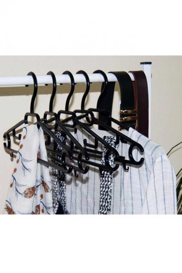 5li Siyah Dolap İçi Elbise Askısı - Resim 2
