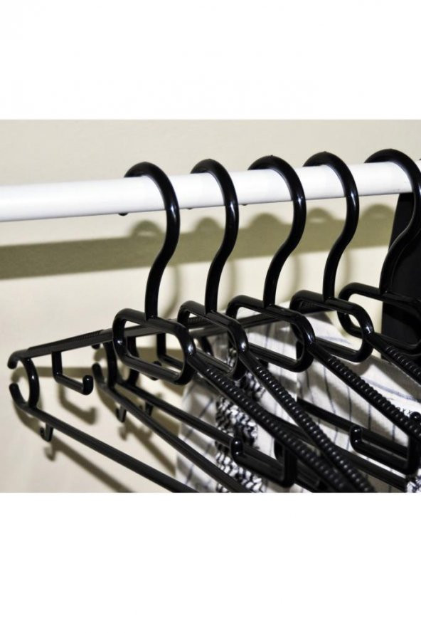 5li Siyah Dolap İçi Elbise Askısı - Resim 3