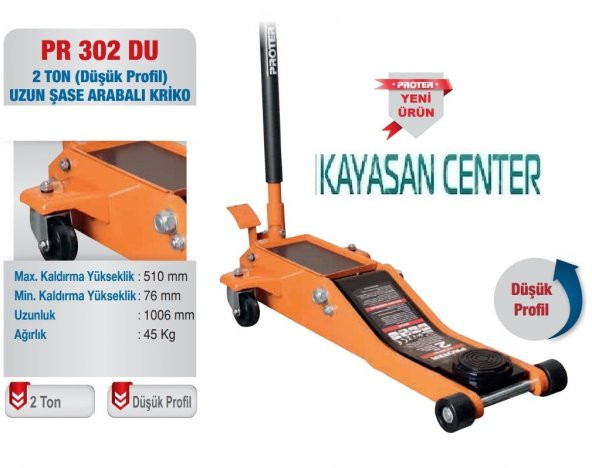 Kayasan Proter Pr 302 Du Düşük Profil Uzun Şase Arabalı Kriko 2 T