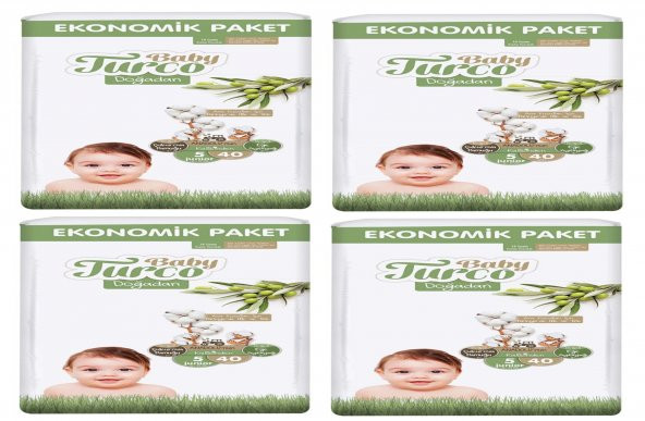 Baby Turco Bebek Bezi Ekonomik Paket 40li (5 Numara) 8682241205950 4 PAKET 160 ADETLİ