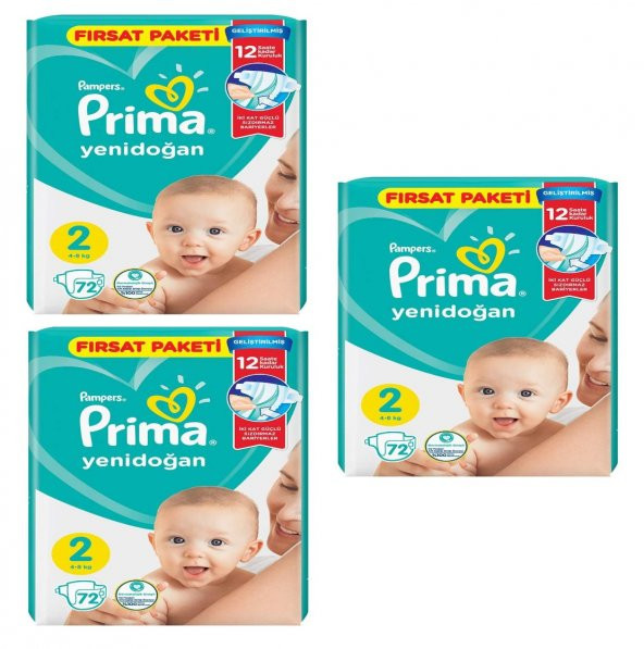 Prima Bebek Bezi Aktif Bebek 2 Beden 72 Adet Mini Fırsat Paketi 71069 3 lÜ paket  216 adet