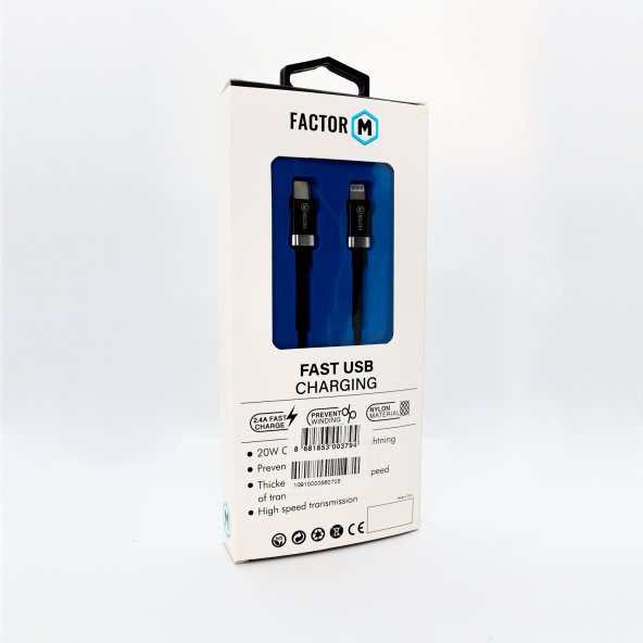Factor M Platinum Kablo 2.4A 20W Type-C To Lightning (FM-PCTL) - 3